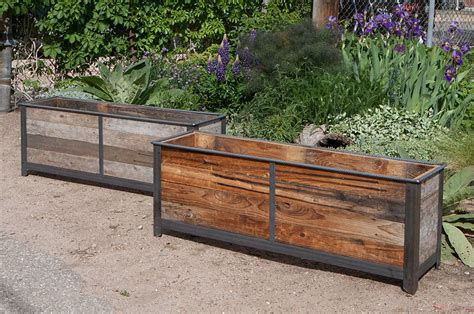 wood and metal planter box|galvanized steel planter boxes.